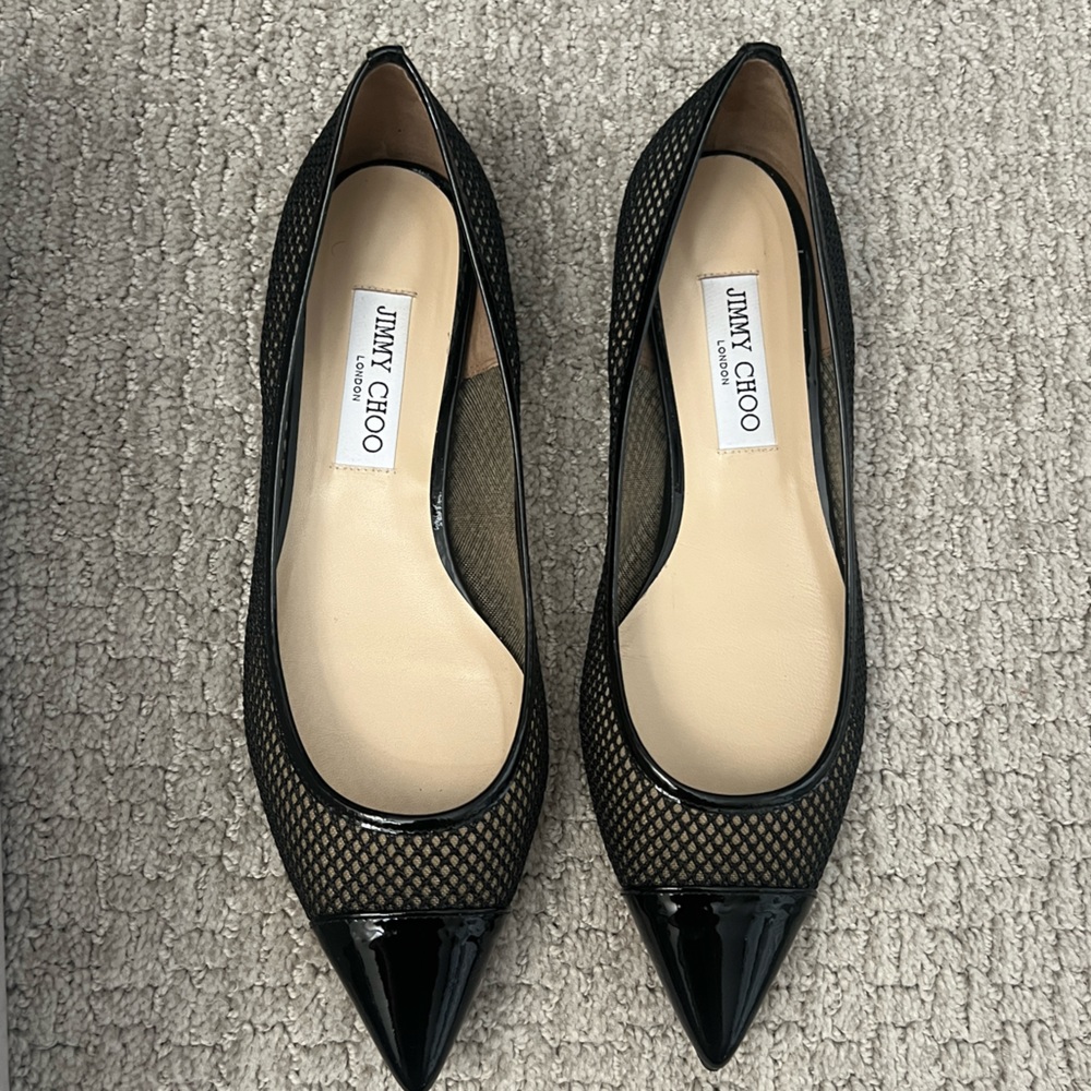 Jimmy Choo Black Mesh Flats
